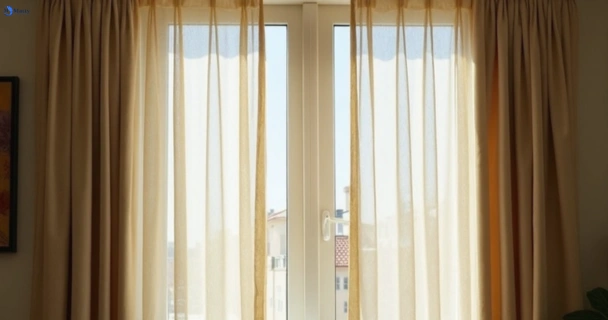 Dusty and dull curtains in caloundra-west before steam cleaning